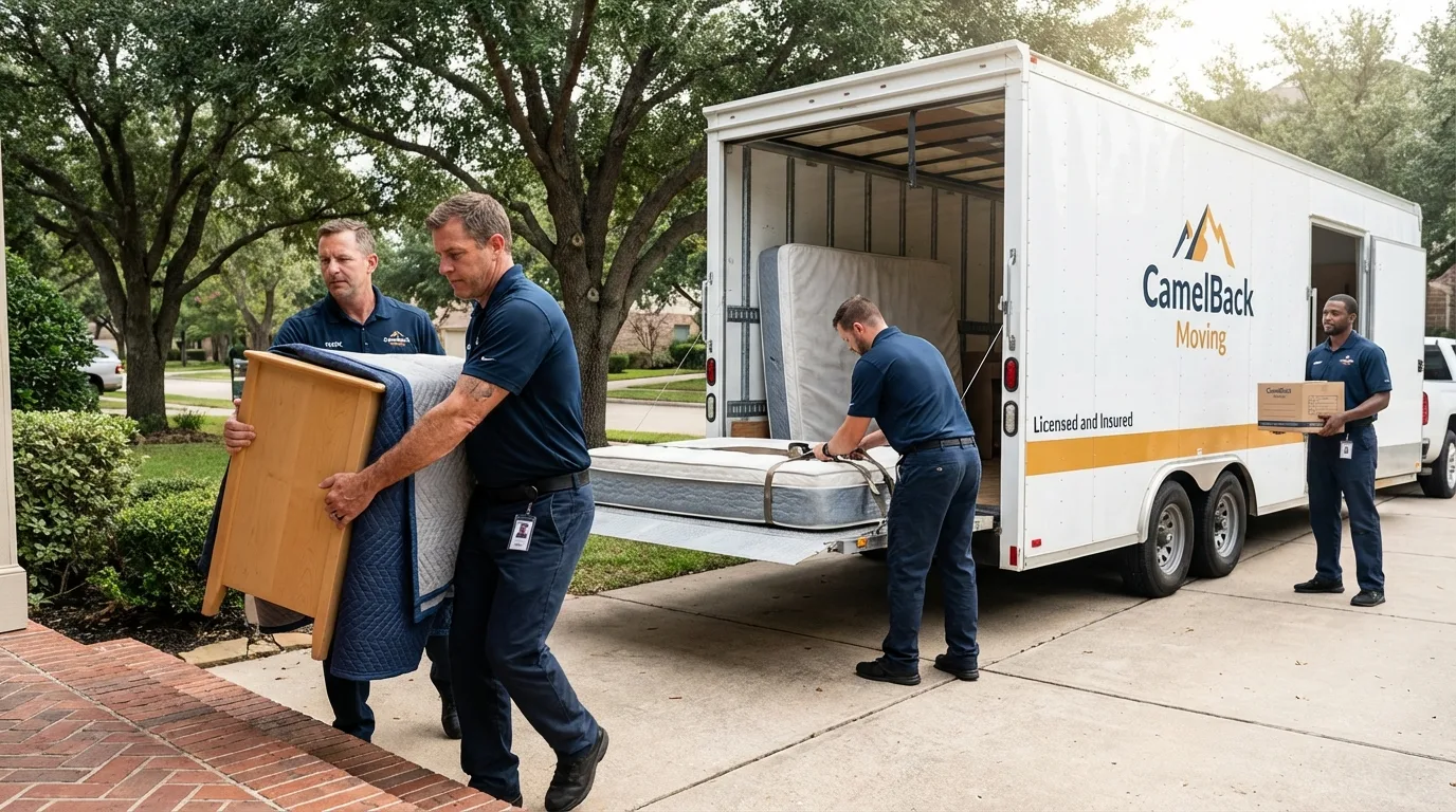 Crew loading residential truck for cross-state move from Fergus Falls, MN
